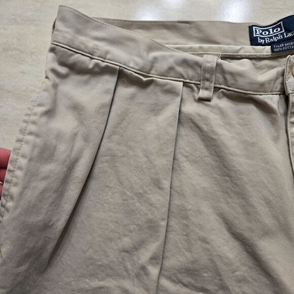 Polo Ralph Lauren Tyler Shorts Mens 37 Pleated Khaki Cotton Preppy‎ Classic - Picture 4 of 11